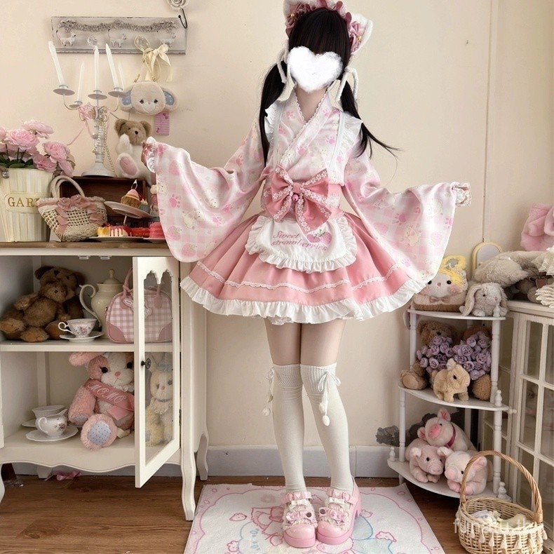 ชุดเดรส Lolita ชุดเดรสสไตล์ญี่ปุ่นน่ารักปรับปรุงการจัดส่ง