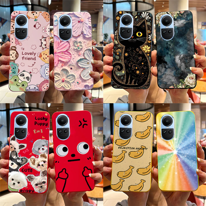 สําหรับ OPPO Reno 10 5G/Reno 10 Pro 5G เคสโทรศัพท์ Matte น่ารักการ์ตูนลูกสุนัขสุนัขรูปแบบซิลิโคนอ่อนนุ่มปลอกกันกระแทกสําหรับ Reno10 10Pro