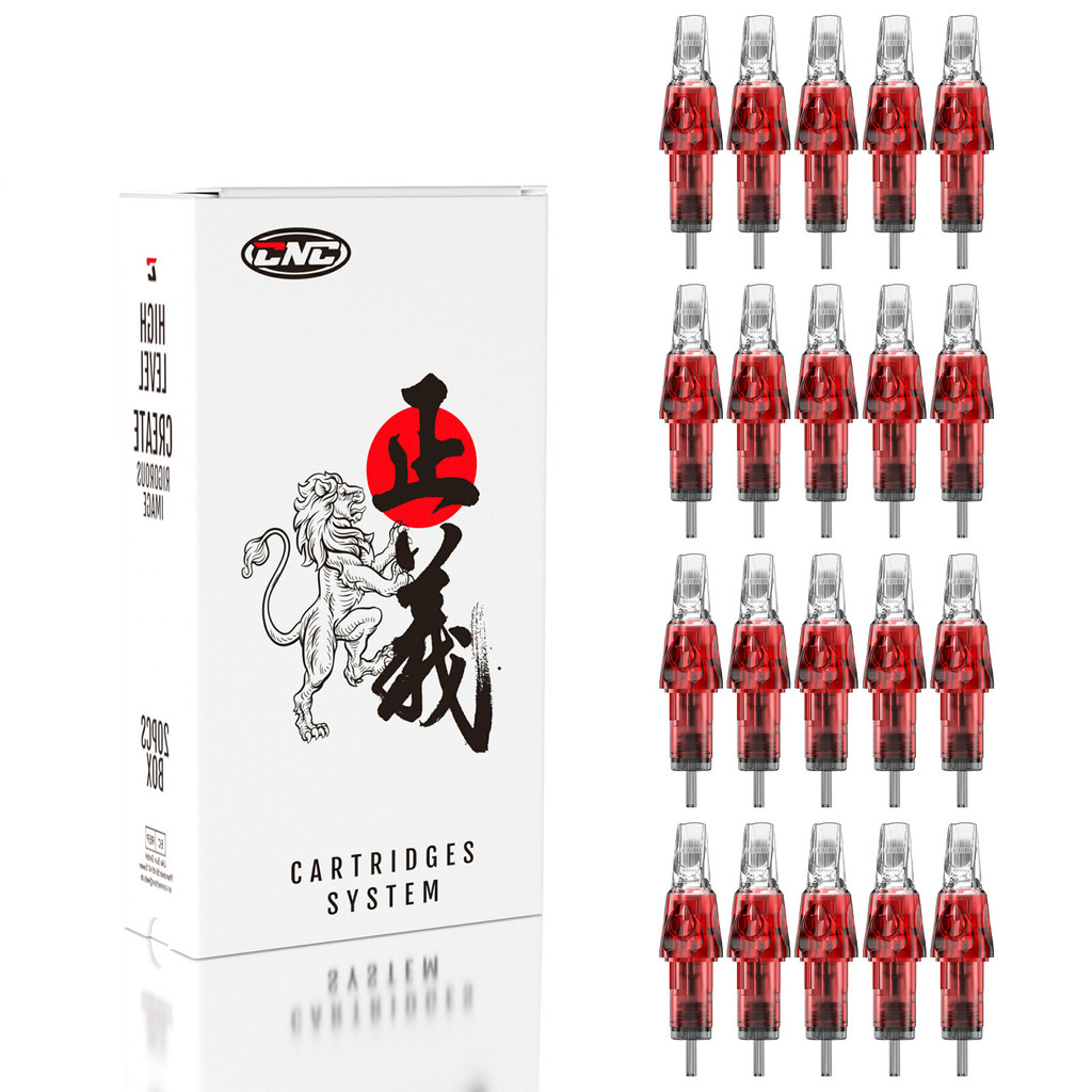 ซีเอ็นซี 20ชิ้น #12(0.35มม.) สีแดงเชลล์เข็มสักทิ้งซิลิโคนฆ่าเชื้อตลับหมึกมืออาชีพร่างกายจิตรกรรมอุปกรณ์เสริมสําหรับถาวรอุปกรณ์แต่งหน้า ร.ล/อาร์เอส/RM/ม1