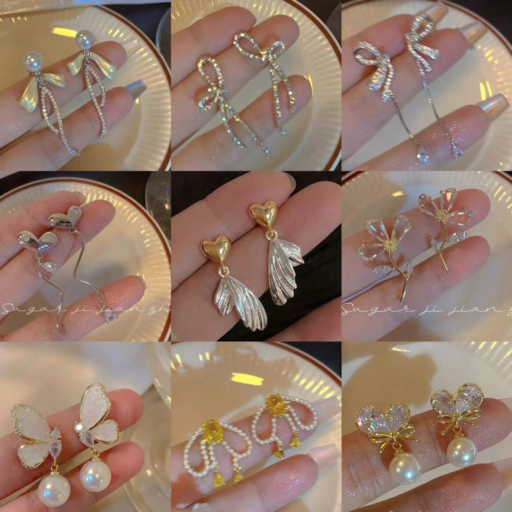 ต่างหูเกาหลี ต่างหูมุกเพทาย