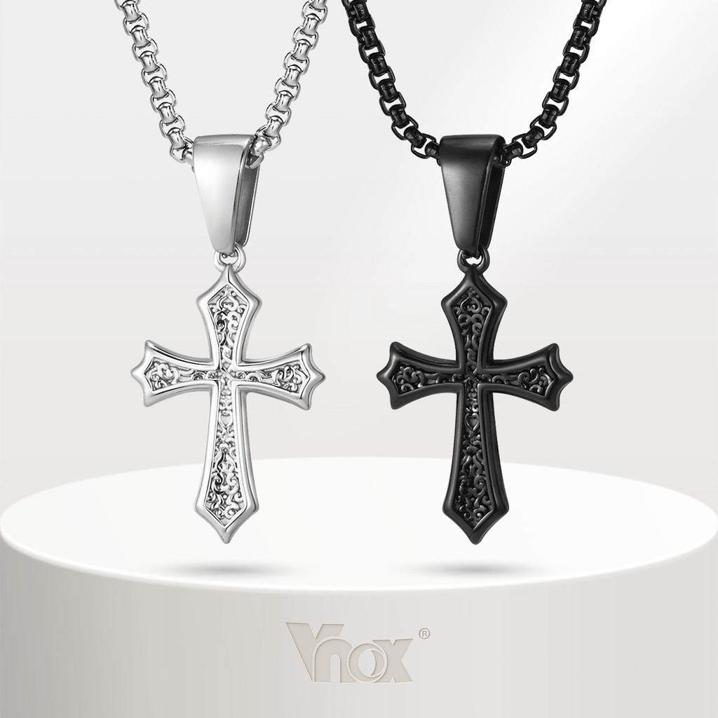 Vnox Vintage Cross จี้สร้อยคอผู้หญิงผู้ชาย,18k Gold Christ Jesus Faith Neckalce,เครื่องประดับสแตนเลส