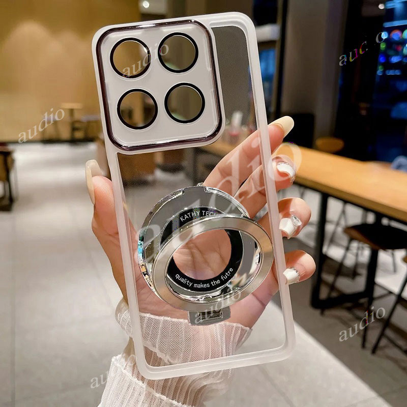 Xiaomi 14T Pro 5G CD รูปแบบ Glitter Magnetic Bracket เคสโทรศัพท์สําหรับ Xiaomi 14T 14TPro Xiaomi14T Pro 5G Full เลนส์กล้องป้องกันฟิล์มโปร่งใสพร้อมแหวนนิ้วมือวงเล็บ
