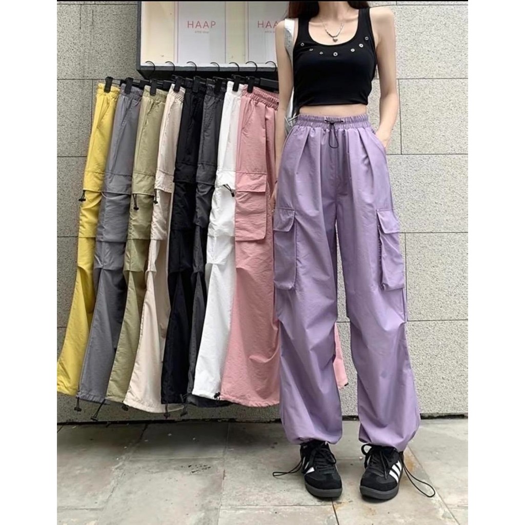 กางเกงคาร์โก้ B35 ทรงสวย ใส่สบาย ผ้าร่ม เข้ากับทุกสไตล์