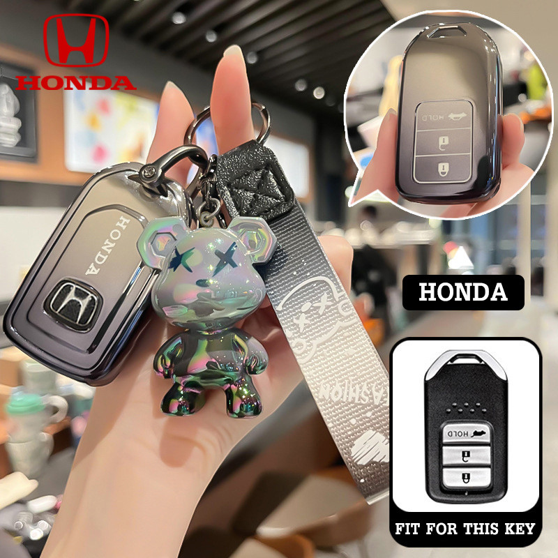 Honda City 3 ปุ่มรีโมทสมาร์ทกุญแจรถแหวนฝาครอบกรณีเชลล์ปกป้องสําหรับ Honda City