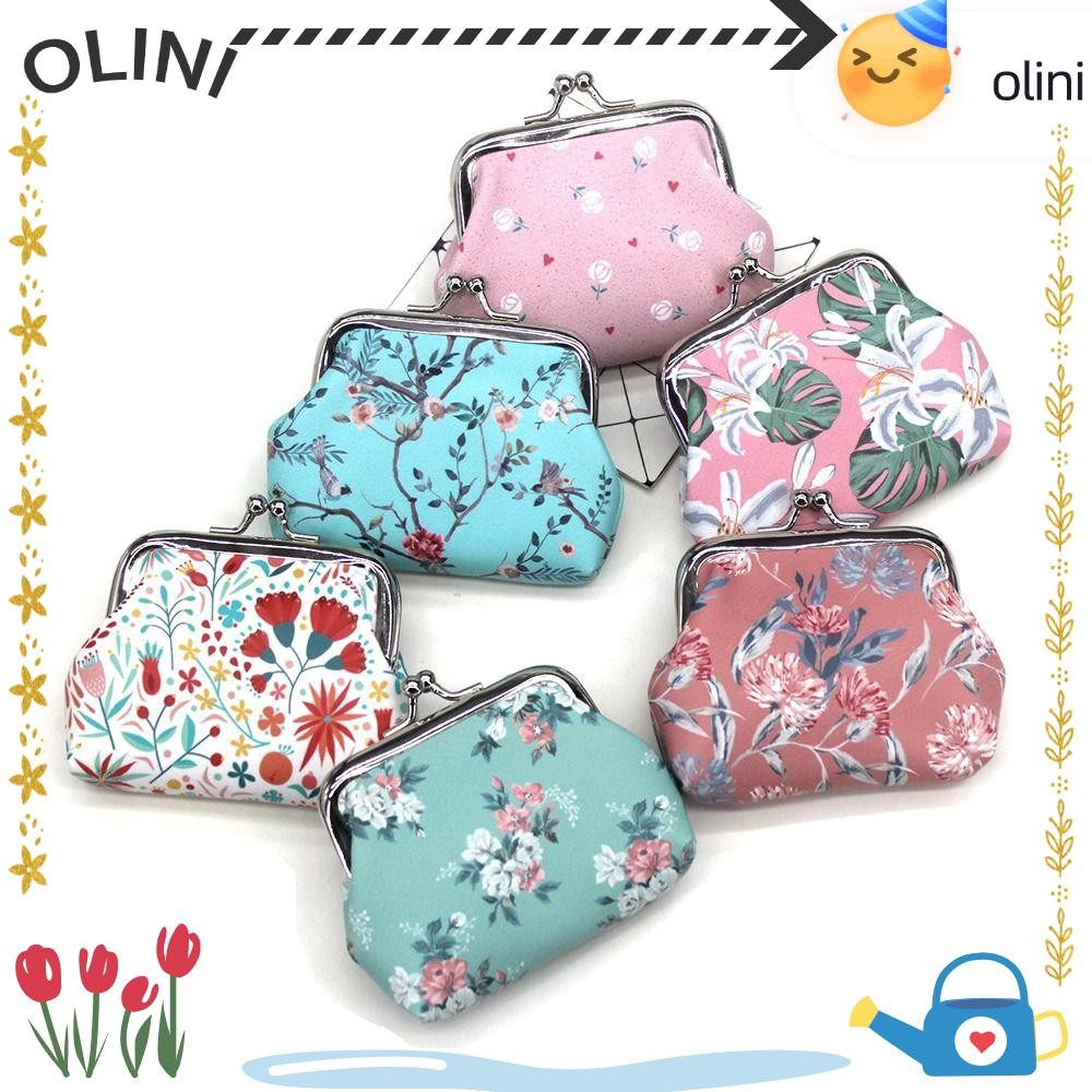 กระเป๋าใส่เหรียญ OLINI, กระเป๋าสตางค์หนัง PU ทนทาน, น่ารักสะดวกดอกไม้พิมพ์ Latte Clip เปลี่ยนกระเป๋าเด็ก