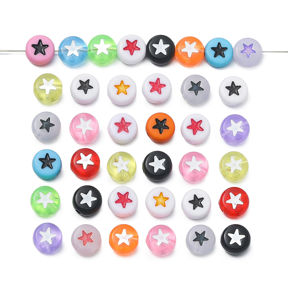 St.kunkka 100PCS อะคริลิคห้าแฉก Star Letter ลูกปัด DIY เครื่องประดับลูกปัดอุปกรณ์เสริม