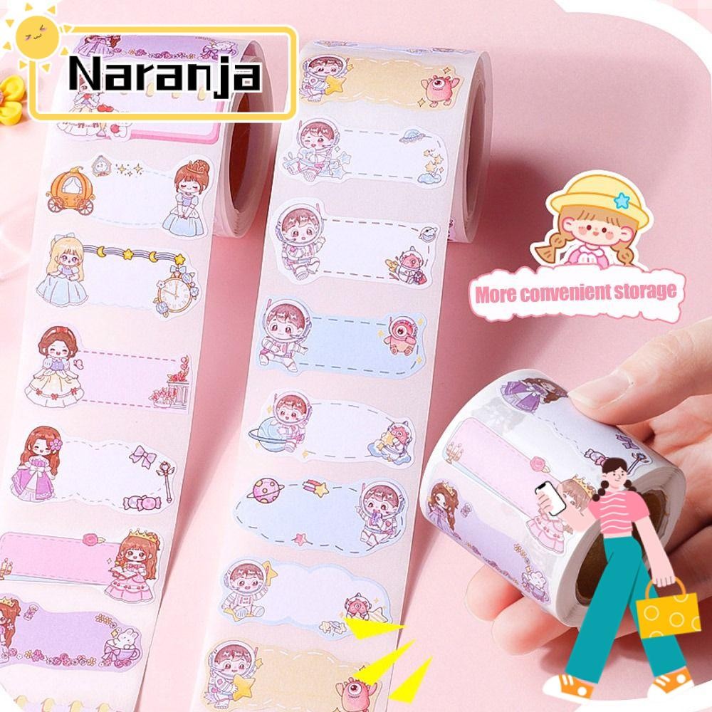 Naranja 300 ชิ้น/ม้วนชื่อสติกเกอร์,ที่กําหนดเองป้ายที่เขียนด้วยลายมือสติกเกอร์,คุณภาพสูงเครื่องเขียนนักเรียนSelf-กาวการ์ตูนแท็กสติกเกอร์โรงเรียน