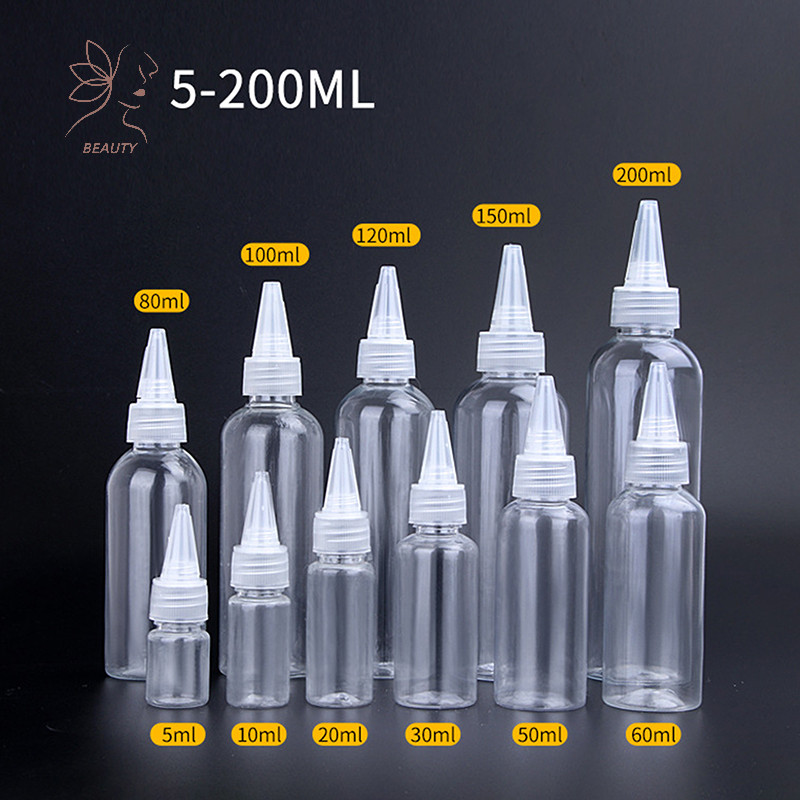 [maybeauty] 10-200ml พลาสติกบีบขวดหยดพร้อมสกรูโปร่งใสตาของเหลวหมึกน้ํามันขวดหยดสีคอนเทนเนอร์ {TH}