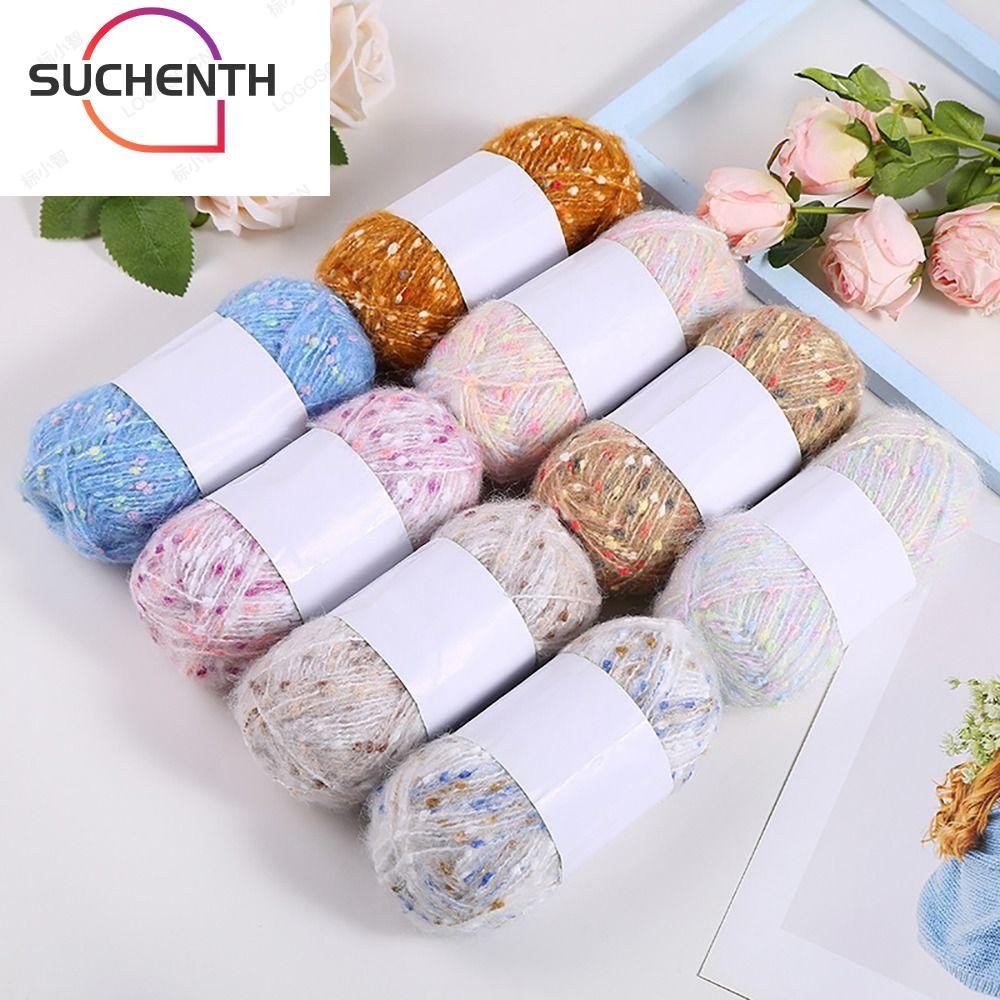 Suchenth เส้นด้ายขนสัตว์, จุดสี DIY Plush ด้ายสายรุ้ง, ผ้าพันคอทอมือที่อบอุ่น