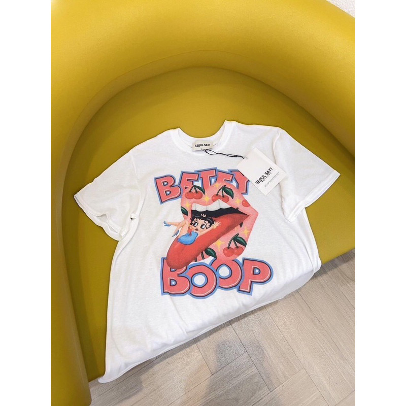 Betty Boop เสื้องานผ้าสลาฟสกรีนลายน้องเบตตี้ งานป้าย Seoul Say.SIZE S-5XL