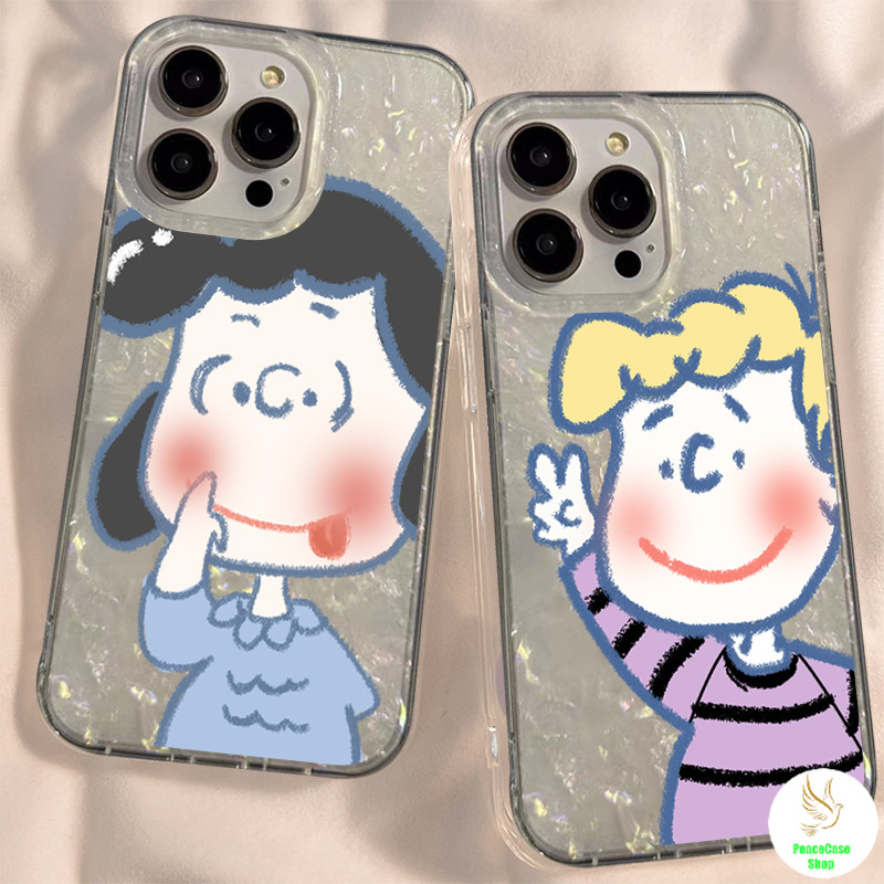 COD-ในไทย เคสคู่รัก สนูปี้ ชาร์ลีบราวน์แก้มสีชมพู สําหรับ iPhone 7 8 X 11 12 13 14 15 IMD เคสโทรศัพท์ลายเปลือกหอย Unisex
