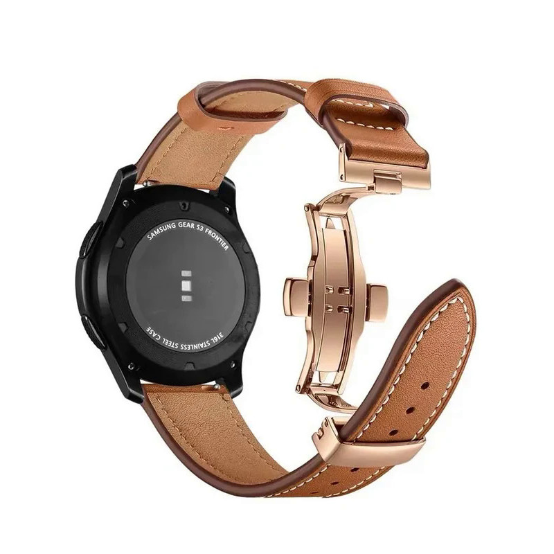 20mm 22mm Leather Band For Samsung Galaxy watch 6/5/4/Pro/Classic/44mm/40mm bracelet Huawei GT/2/3 P