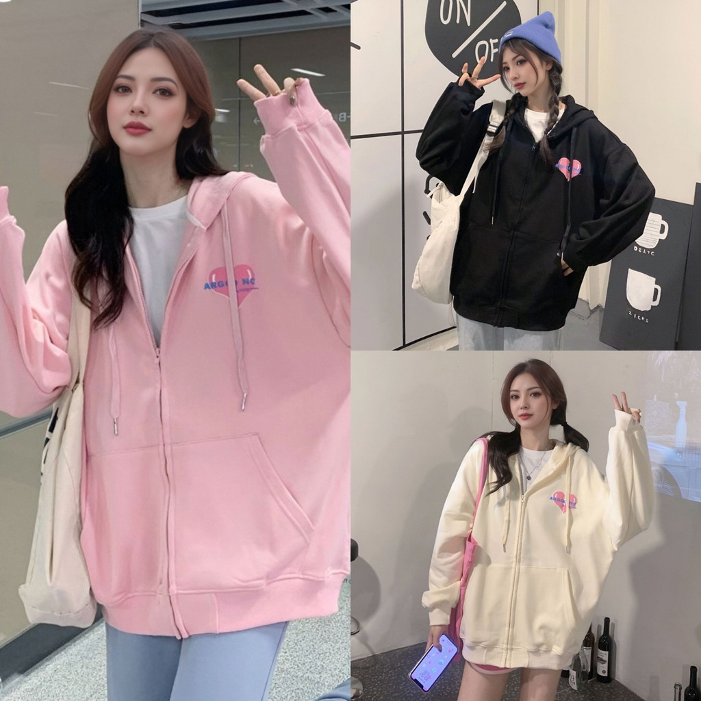 เสื้อแจ็กเก็ตแขนยาวลําลองมีฮู้ด พิมพ์ลายตัวอักษร ดีไซน์ทรงหลวมที่เพิ่มความเก๋ไก๋ให้กับลุคของคุณ
