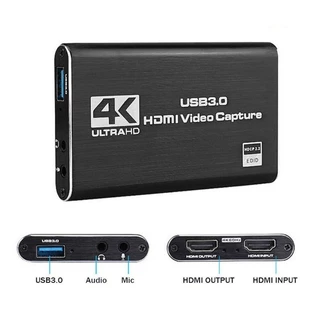 Capture Card HDMI เป็น USB3.0 4K 60FPS การ์ดจับภาพวิดีโอ *แถมสาย USB 3.0 ยาว 60 cm* capture card 4k (มีรูไมค์/หูฟัง)