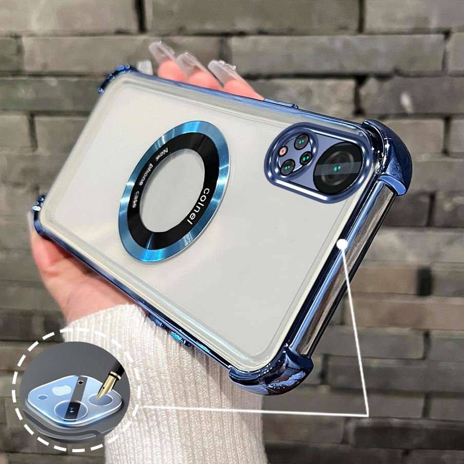 สําหรับ Huawei Nova 9 Nova 9 SE เคสโทรศัพท์กันกระแทกElectroplating Shock-resistant พร้อมแหวนแม่เหล็กโทรศัพท์ Soft Case เลนส์สีฟ้าป้องกันกรณี XXXDA