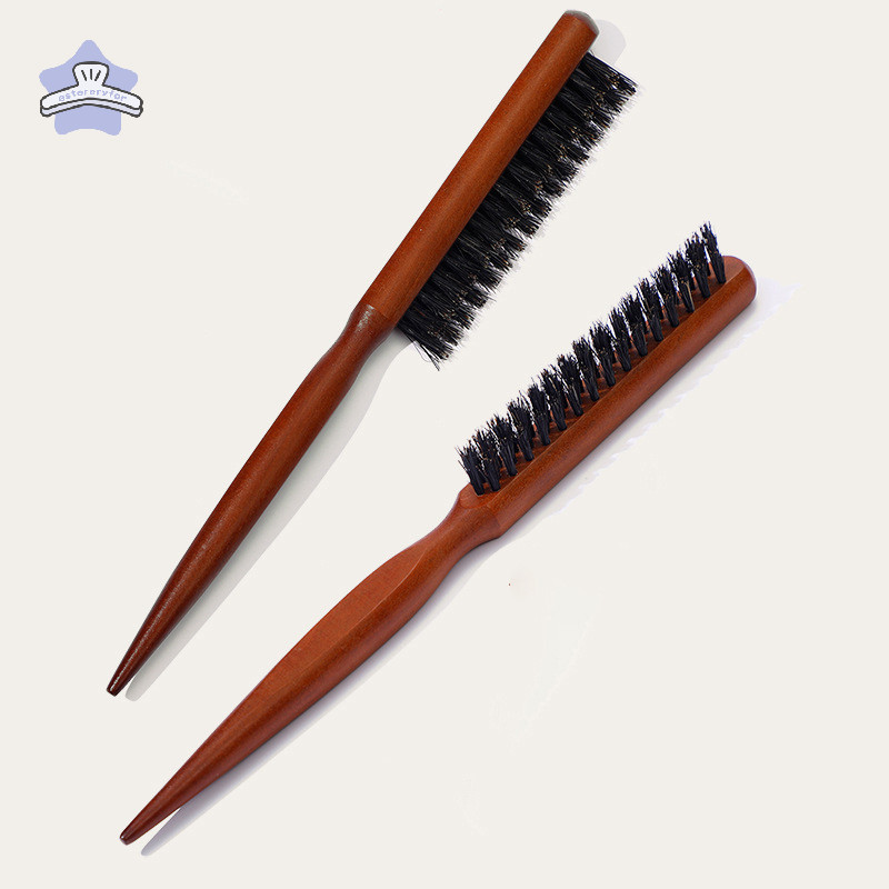 [estereryfor] Salon Teasing Back Hair Diy แปรงหมูป่าไม้ Slim Line หวี Hairbrush Extension Hairdressing เครื่องมือจัดแต่งทรงผมมืออาชีพ TH
