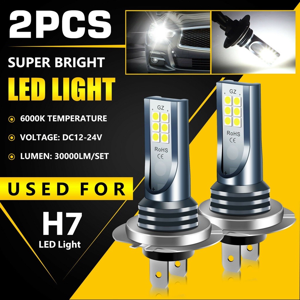 Hys 2pcs ไฟตัดหมอกรถยนต์ 55W ไฟ Led สีขาว 6000 K Led H7 H4 H11 9005 9006 โคมไฟอะไหล่รถยนต์