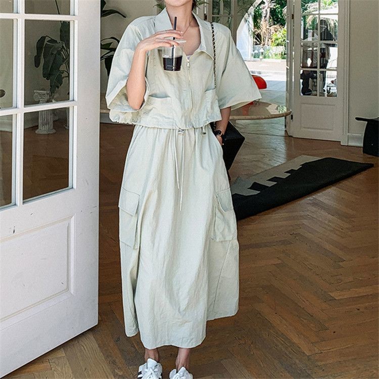 ขนาดใหญ่ Casual Overalls กระโปรงชุดหญิง High-End Sense กระโปรงไขมันมม.ยักษ์ Slimmer ดูปก Belly ซ่อนเนื้อ 2-