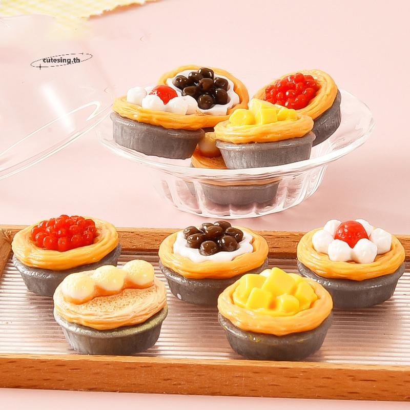 Cutesing 1 ชุด 1:12 Dollhouse Miniature ผลไม้เค้กทาร์ตไข่ขนมปังขนมชุดห้องครัวอาหารตกแต่งตุ๊กตาอุปกรณ์ TH