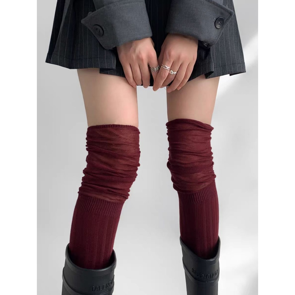 Retro Dark Red ancora ยาวเย็บแฟชั่นรูปแบบแนวตั้งสีทึบคุณภาพสูง Over @-