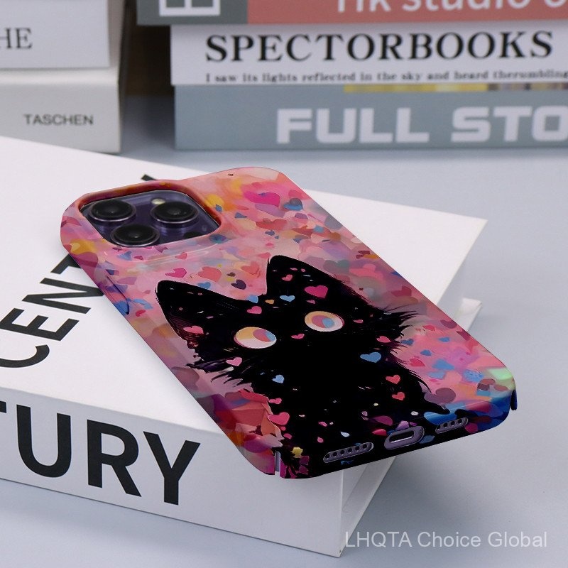 Love Black Cat สำหรับ iphone16 15 14 13 12 11 PRO MAX x XR XS สูงสุด8 7 6S PLUS SE 2020ฟิล์มรูขนาดใหญ่ All-Inclusive เคสป้องกันกล้องฝาครอบโทรศัพท์05dn