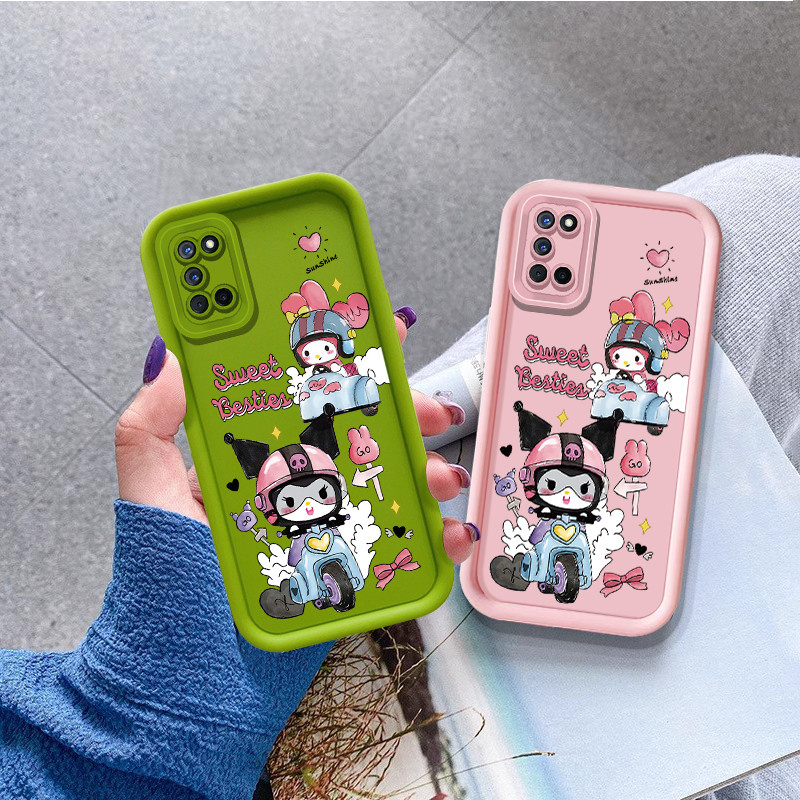 Cool biker Kuromi สําหรับ OPPO A57 4G 2022 A53 4G 2020 A7 A5S A79 A93 A94 F11 Reno 4 Reno 5F Realme C20 C11 C21Y C25Y การ์ตูนนุ่ม shookproof เคสโทรศัพท์
