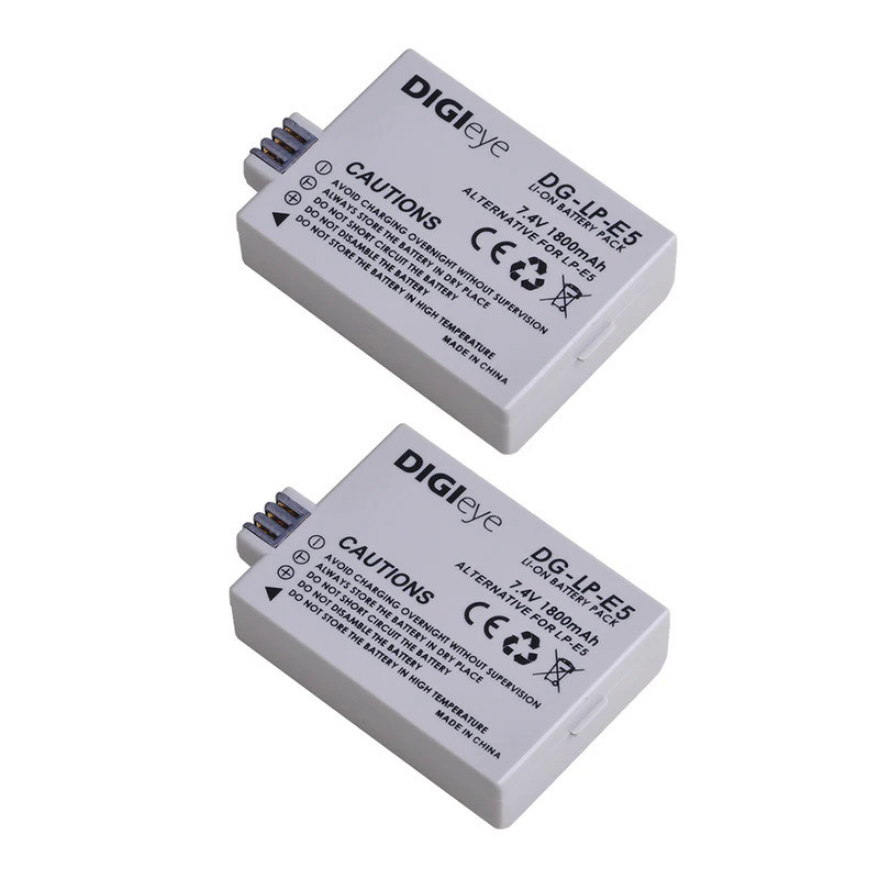 1800mAh LP-E5 LPE5 Battery for Canon EOS Rebel XS Rebel T1i Rebel XSi 1000D 500D 450D Kiss X3 Kiss X