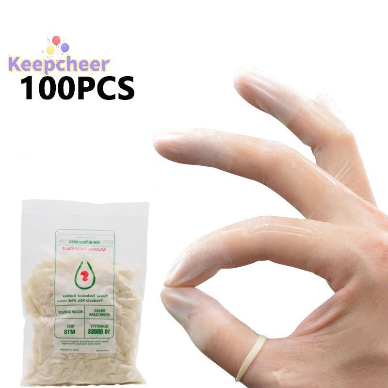 [Keepcheer] 100 ชิ้นยางลื่น Anti-static Finger Cots ทิ้ง Latex Finger Cover ถุงมือป้องกันปลายนิ้วเล็บเครื่องมือ [ใหม่]