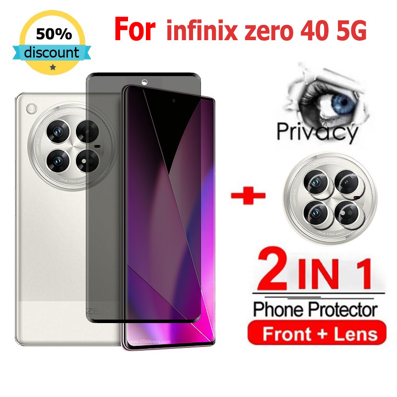 2 in 1 ฟิล์ม Infinix Zero 40 5G ฟิล์มกระจกนิรภัยกันรอยหน้าจอ กันแอบมอง เพื่อความเป็นส่วนตัว สําหรับ Infinix HOT 40i 30i NFC 40 30 Pro VIP SMART 8 7 Plus GT 20 10 Zero 40 30 Ultra 5G ฟิล์มกันรอย ฟิล์มกล้อง