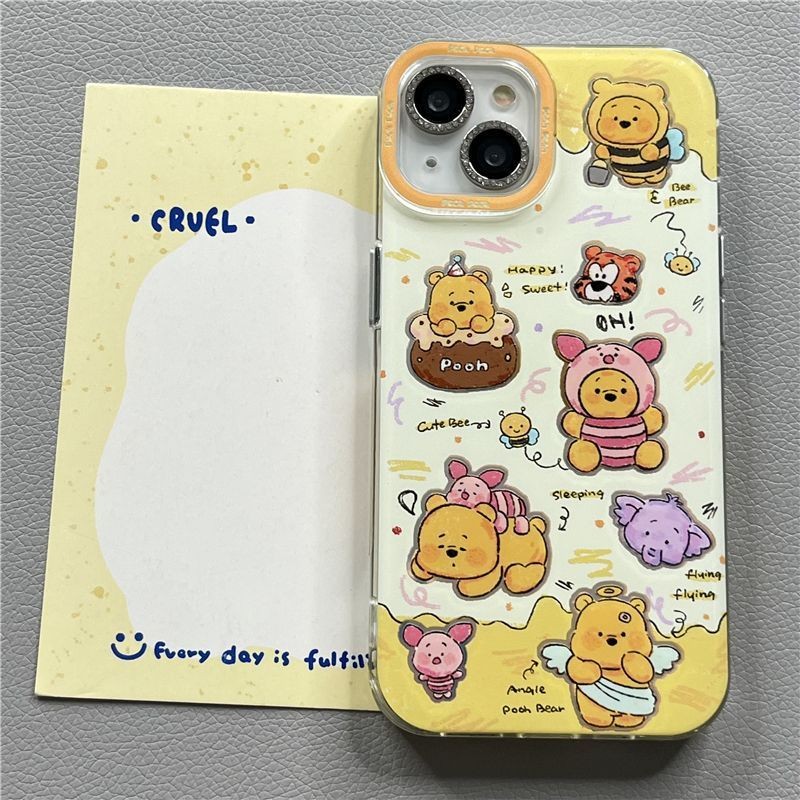 สนุกน่ารักน้ำผึ้งหมีพูห์เข้ากันได้กับ Apple 15เคสมือถือ iphone16promax ห่วงโซ่13/12กันกระแทก14