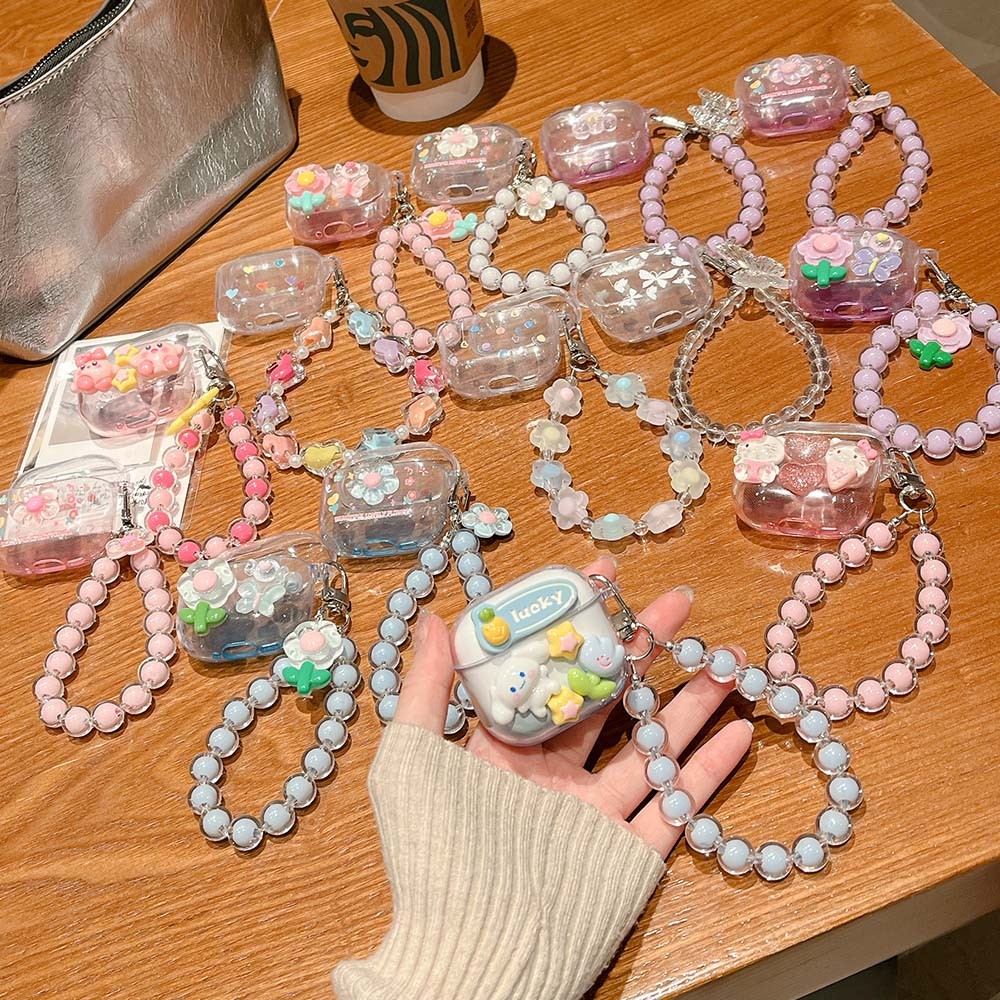 สําหรับ AirPods 4 2024 Transparet ดอกไม้ผีเสื้อหูฟังสําหรับ Apple Airpod 4 ANC 4th Gen ป้องกันกรณีสร