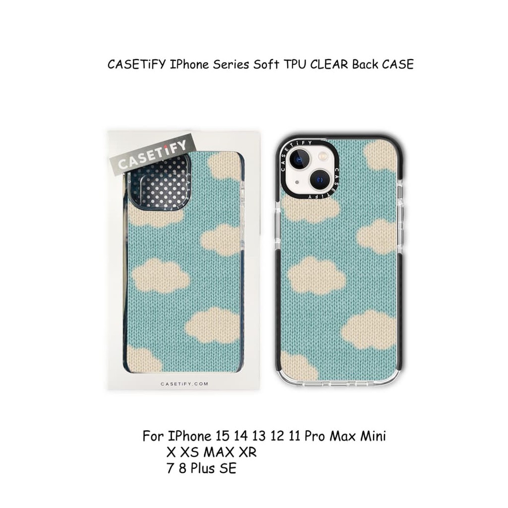ถัก Blue Sky กรณี CASETiFY IPhone Series Soft TPU CLEAR กลับสําหรับ IPhone 16 15 14 13 12 11 Pro MAX 7 8 Plus X XS MAX XR MINI ของขวัญกล่องบรรจุภัณฑ์