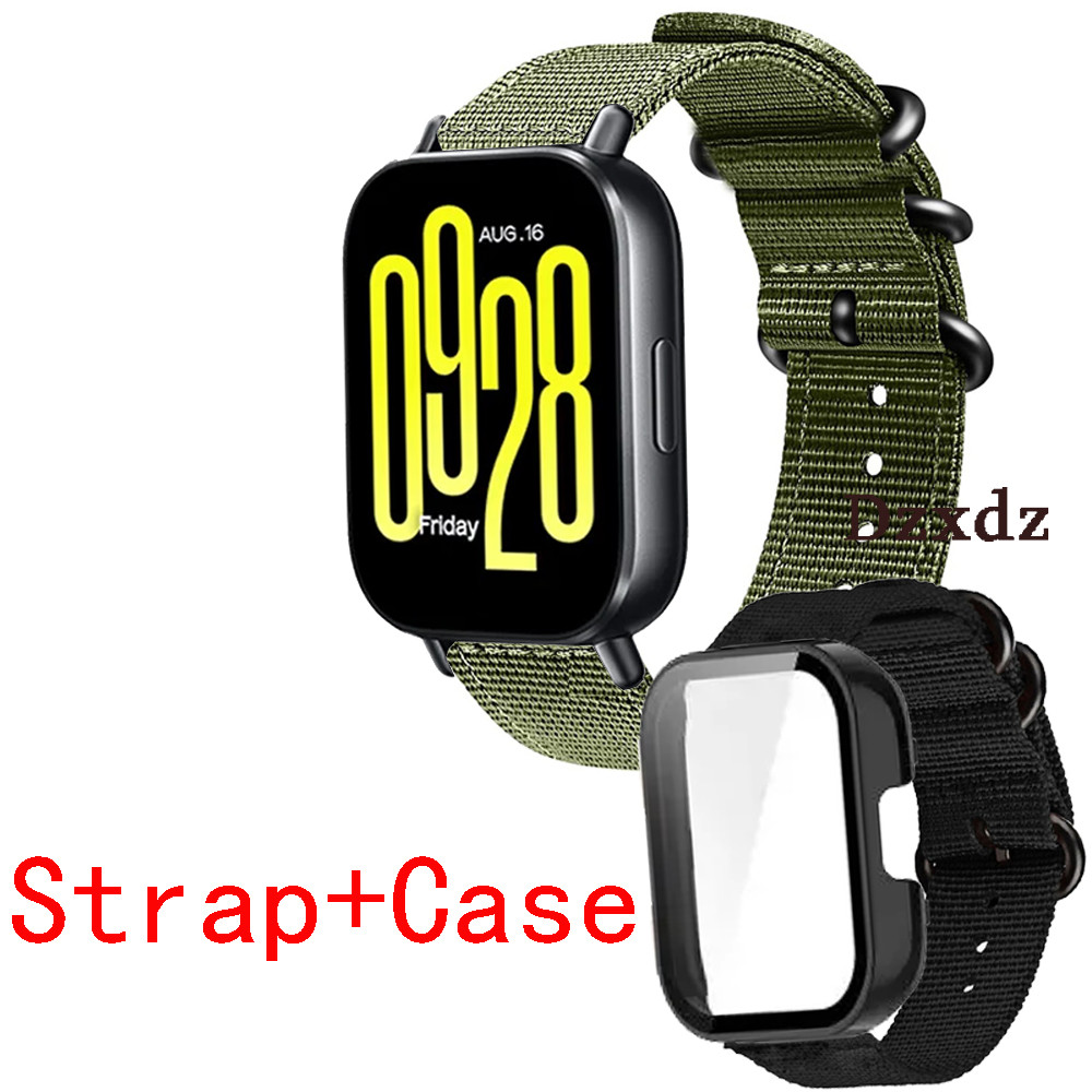 สาย Redmi Watch 5 Active Smart Watch Case Screen ฝาครอบป้องกันกันชนสําหรับ Xiaomi Redmi Watch 5 Lite Smartwatch Strap สายรัดข้อมือไนลอน