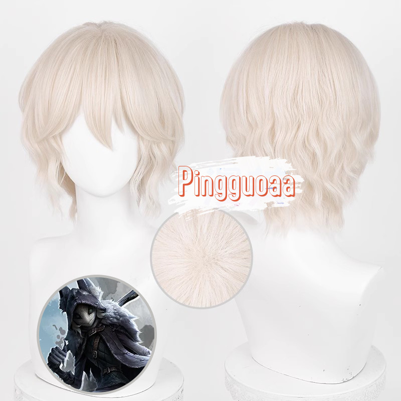 【Manmei】Identity V New Hunter Night Watch Ithaqua Cosplay Wigs 29cm Light Gold Heat Resistant Synthetic Hair