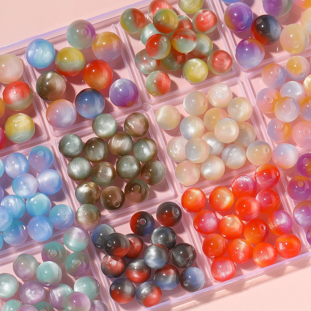 St.kunkka 10-20 ชิ้น 8-12 มิลลิเมตร Tricolor เรซิ่นลูกปัดที่มีสีสัน Smudge Cats Eye ลูกปัดแฟชั่น Charm สําหรับ DIY สร้อยข้อมือสร้อยคอทํา