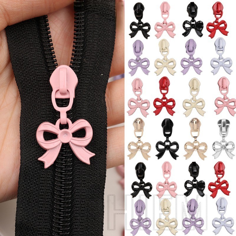 Bow Shaped Universal Zipper Pull-สําหรับกระเป๋าเดินทาง,แจ็คเก็ต-DIY Alloy Zipper Repairing Kit-ที่ถอดออกได้,Quick Instant,ฟรีเย็บ-เปลี่ยนซิปSlider Puller Lock