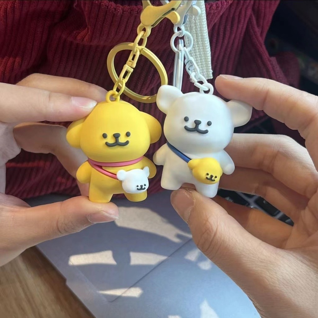 2 ชิ้น/เซ็ตสร้างสรรค์น่ารักสายลูกสุนัขพวงกุญแจจี้ตุ๊กตาการ์ตูนกระเป๋าเป้สะพายหลังเสน่ห์เพื่อน