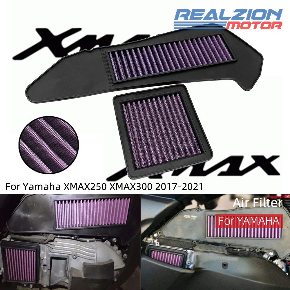 XMAX250 XMAX300 รถจักรยานยนต์กรองอากาศ Air Intake ทําความสะอาดกรองเครื่องยนต์ป้องกันสําหรับ YAMAHA X