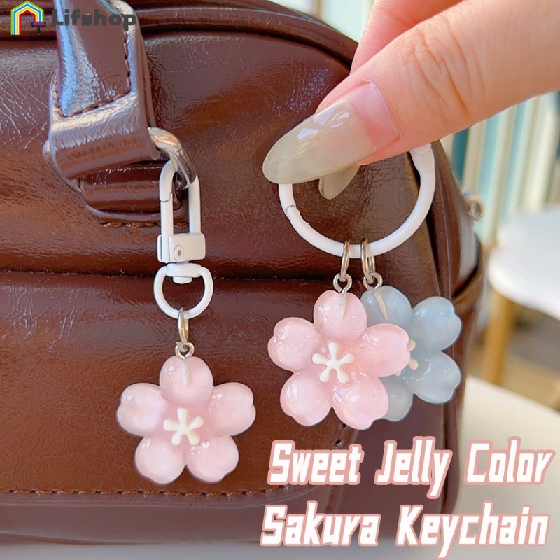จี้สีเยลลี่หวาน-พวงกุญแจตกแต่ง-อุปกรณ์ตกแต่งกระเป๋าเป้สะพายหลัง-พวงกุญแจซากุระจําลอง-พวงกุญแจรถแขวนเครื่องประดับ