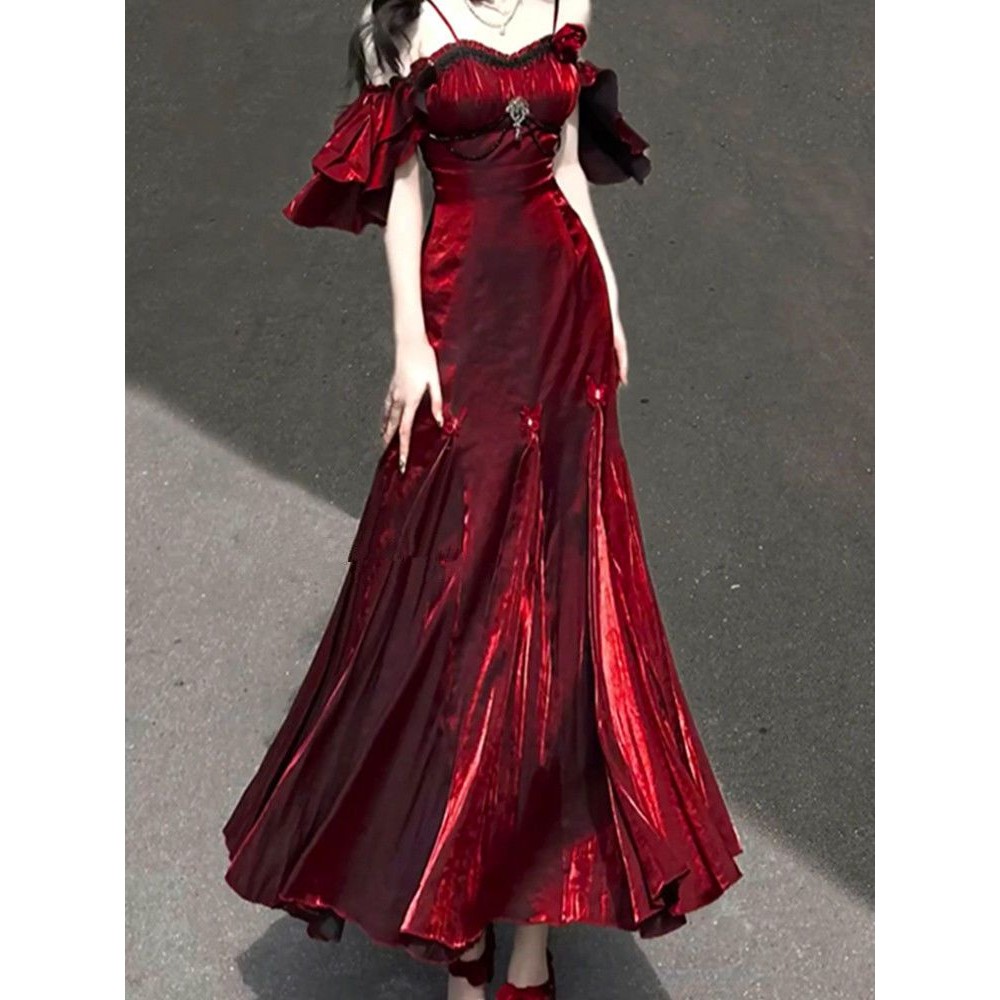 ส่วนลดเวลาจํากัด ขาย Red Rose ชุด lolita Fishtail กระโปรงชุดวันเกิด Royal Sister สไตล์ lolita กระโปรง Slimmer ดูอารมณ์ Fairy กระโปรง High-End แฟชั่น