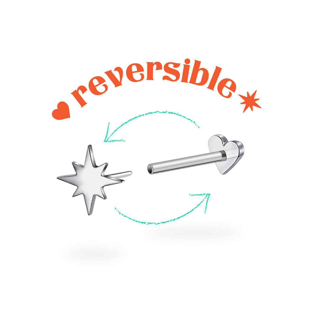 PiJi Star / Heart Titanium Reversible Earring (1ชิ้น)