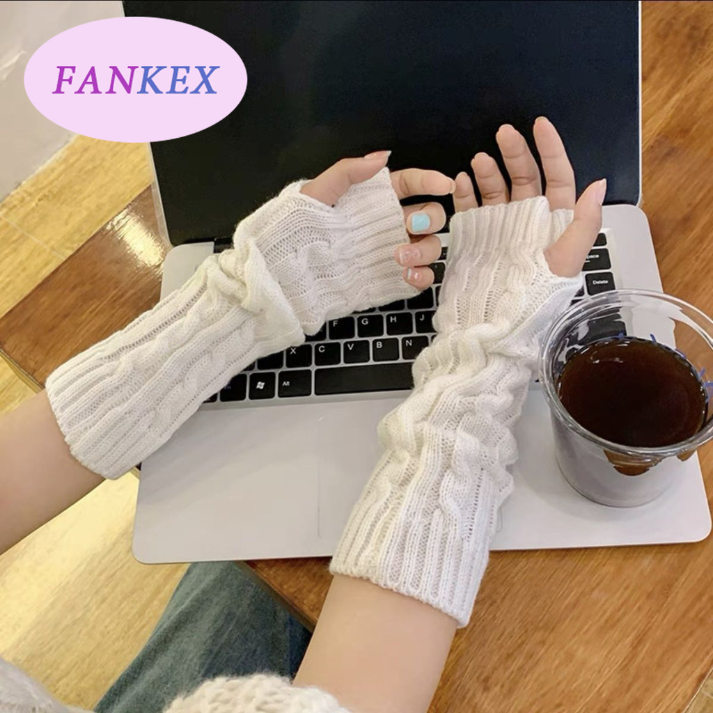 แฟชั่นถักถุงมือยาว / ถุงมือเครื่องแบบ JK / ถักไหมพรมแขน / ถุงมือกองยาว