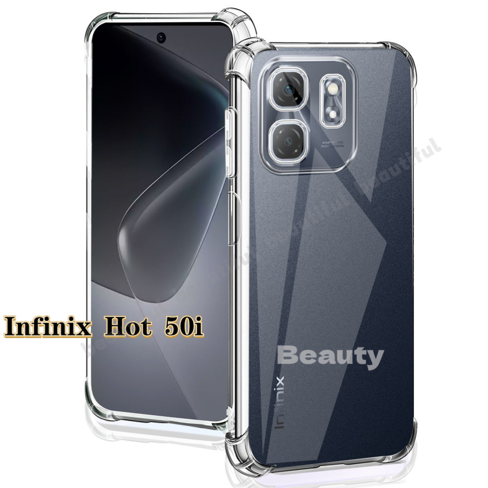 เคสโทรศัพท์สําหรับ Infinix Hot 50i X6531 ปลอกนุ่มโปร่งใสถุงลมนิรภัย TPU ซิลิโคนปกหลัง Infinix Hot 50 i 50i Hot50i Hot40 Pro 40i Hot50 5G 4G Anti Fall Shell InfinixHot50i