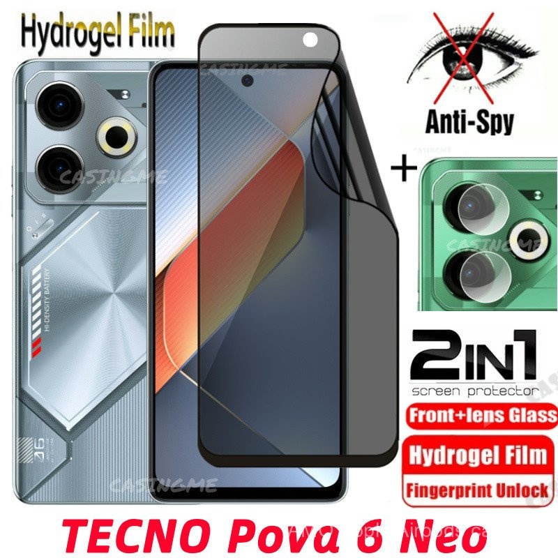 Tecno pova 6 NEO Soft Privacy hydrogel ฟิล์ม Anti-Spy ฝาครอบป้องกันหน้าจอสำหรับ tecno pova 6 Pova6 P