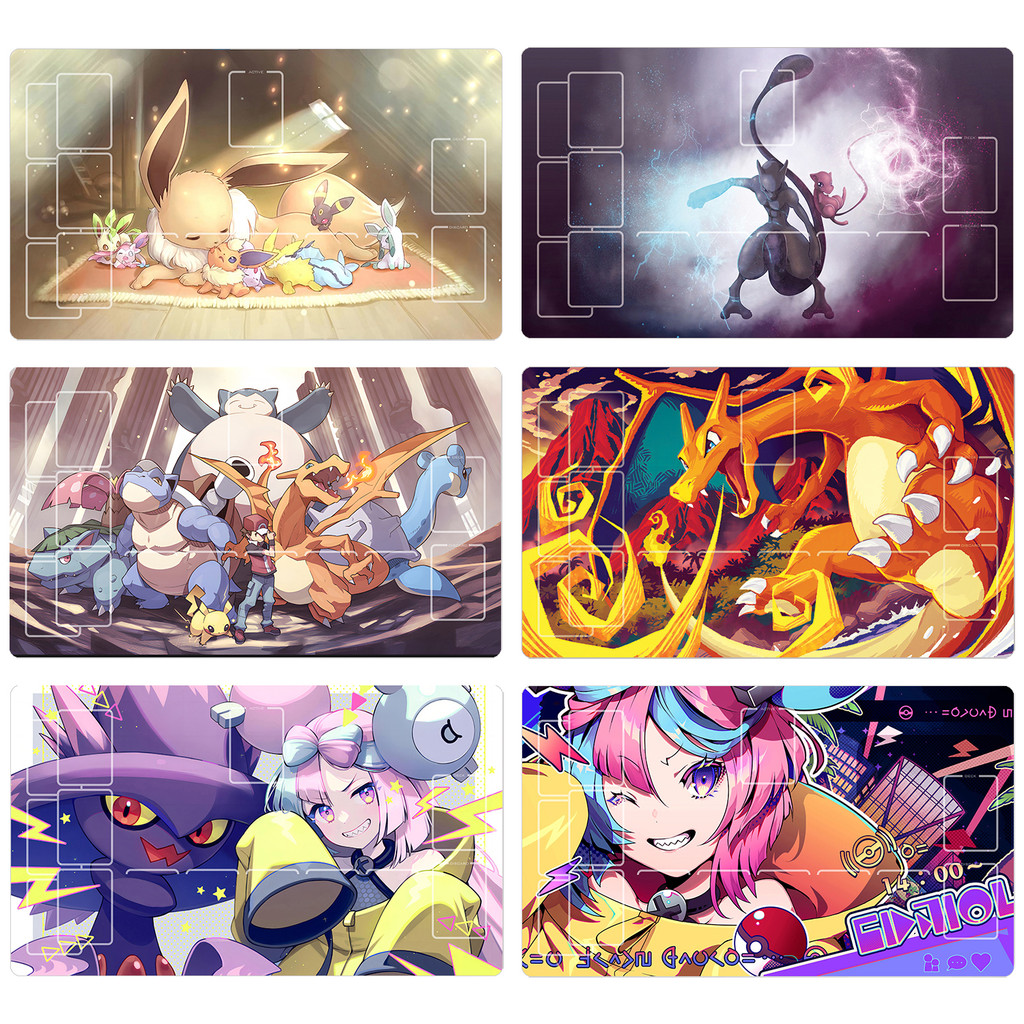60x35 ซม.PTCG Pokemon เฉพาะเกมการ์ด Battle Marnie Iono Pikachu Charizard Mewtwo ของขวัญของเล่นอะนิเม
