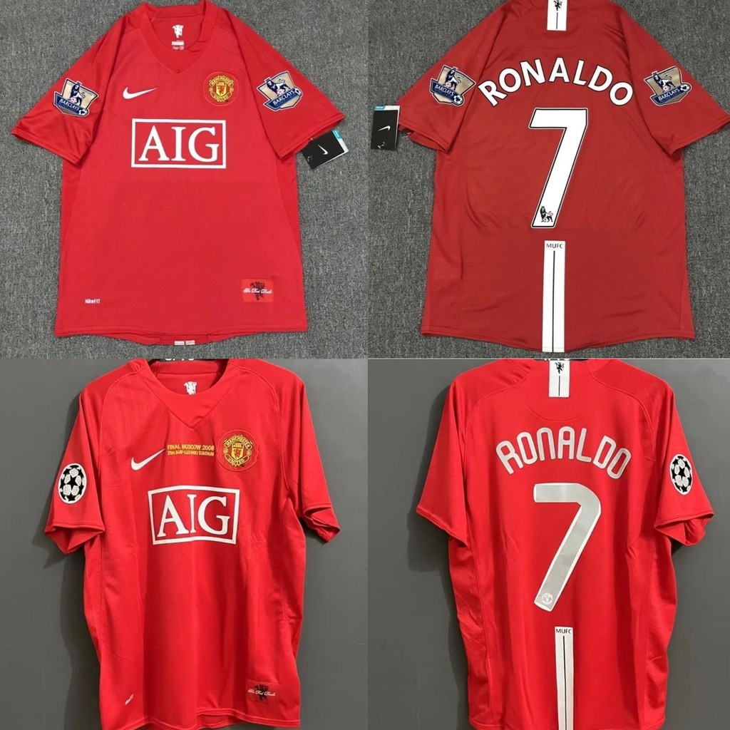 Retro 08 แมนยูแขนสั้น 7#RONALDO เสื้อ ฟุตบอล เจเรสซี่ ผู้ชายเครื่องแบบ เสื้อฟุตบอล