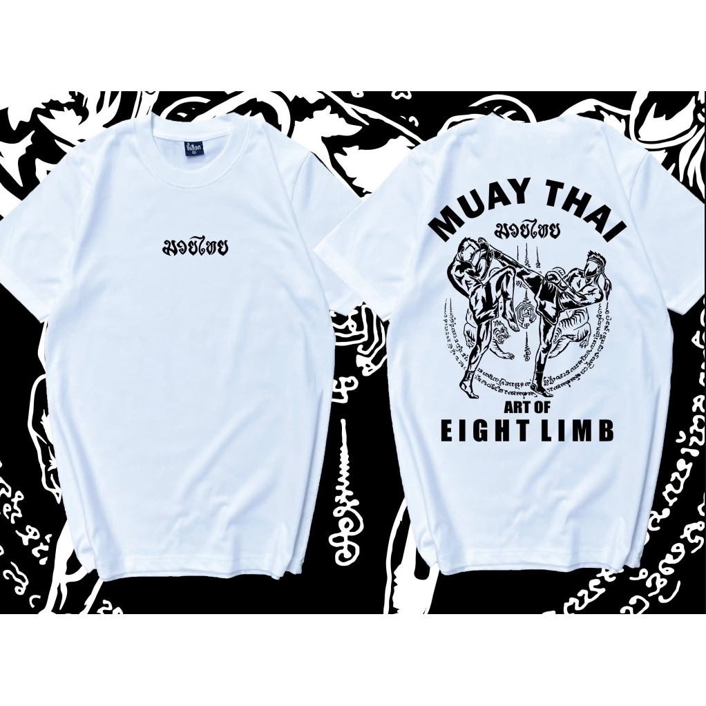 HOT!!! Muay Thai printing ฤดูร้อนใหม่คอกลมแขนสั้นผ้าฝ้าย 100 % ระบายอากาศได้ดี (S-5XL) การพิมพ์ ที่ดีของมวยไทย