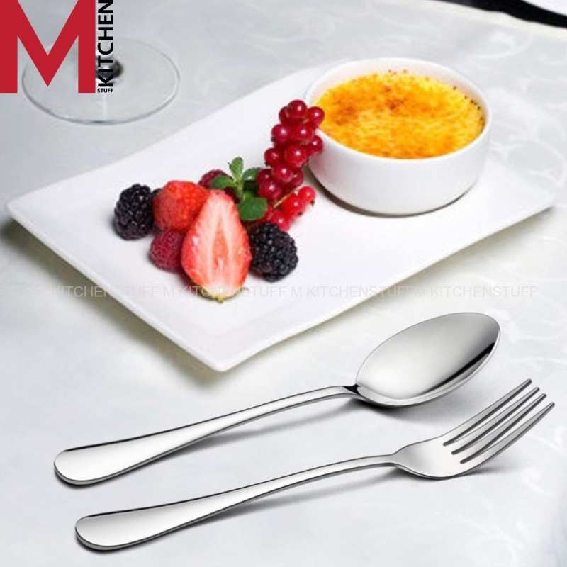 M KITCHEN 2223 ช้อนส้อม สแตนเลส อย่างหนา ทรงหยดน้ำ มีน้ำหนัก ขนาดมาตรฐาน 18.5 ซม