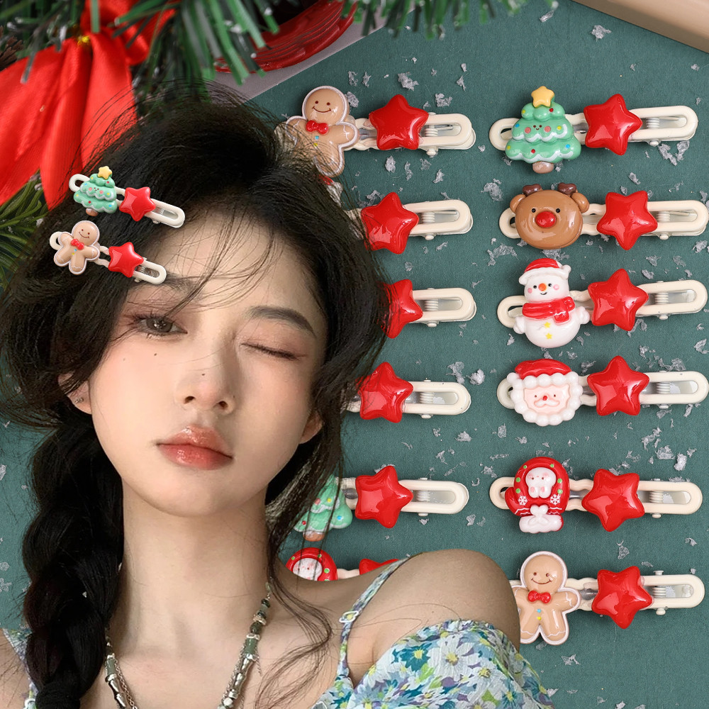 กิ๊บติดผมคริสต์มาส - แต่งตัวเครื่องประดับผม - เลื่อมด้านข้าง Bangs Barrettes