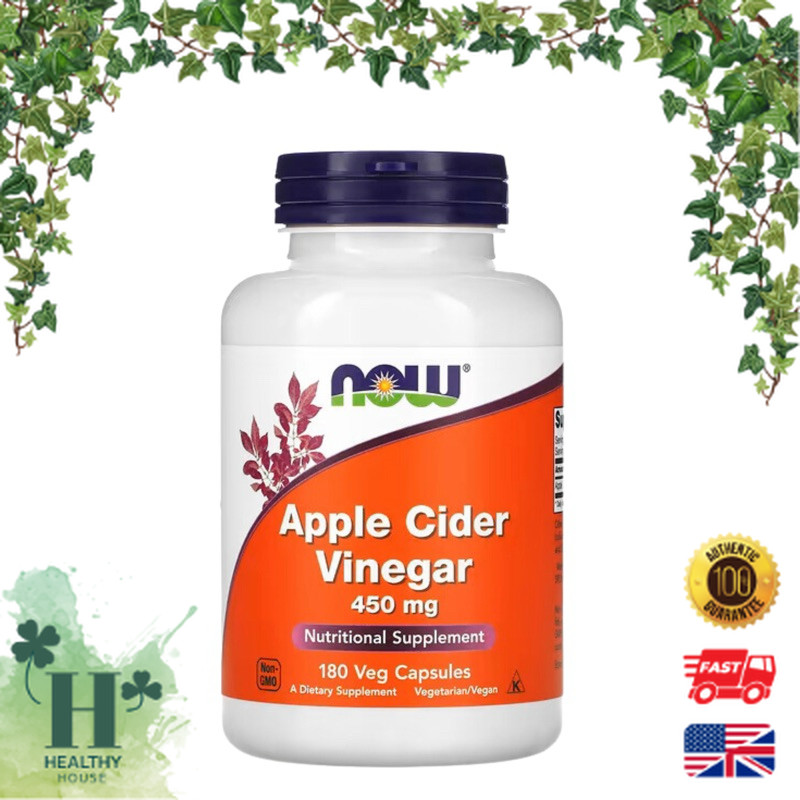 พร้อมส่ง NOW Foods Apple Cider Vinegar 450 mg 180 Capsules